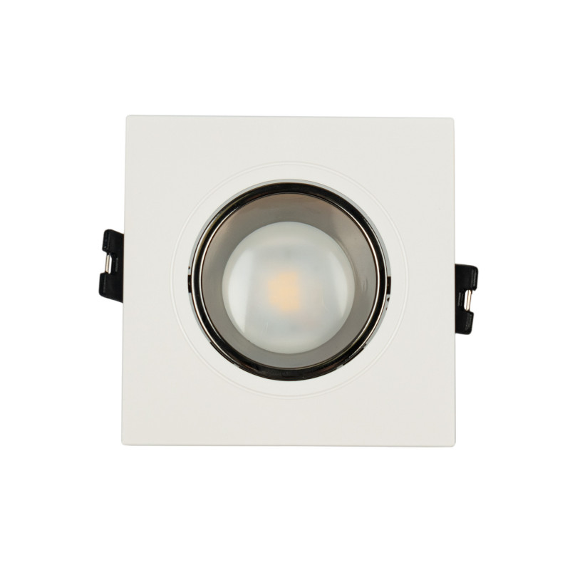 Square tilting downlight ring for GU10 / MR16 bulb - Low UGR - Cutout Ø75 mm