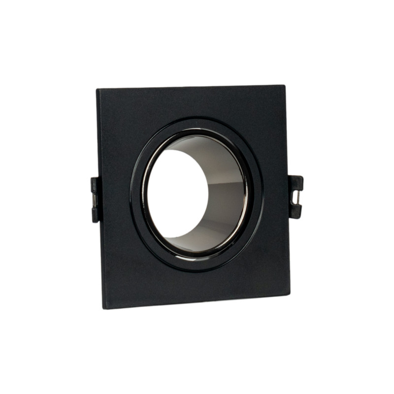 Square tilting downlight ring for GU10 / MR16 bulb - Low UGR - Cutout Ø75 mm