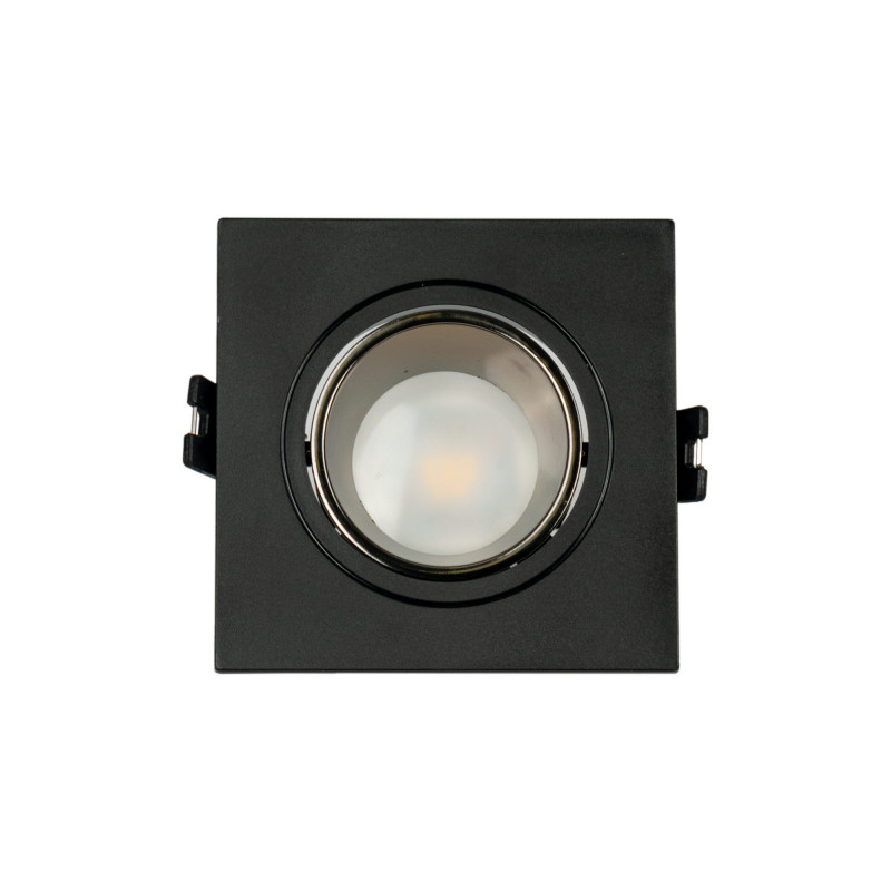 Square tilting downlight ring for GU10 / MR16 bulb - Low UGR - Cutout Ø75 mm