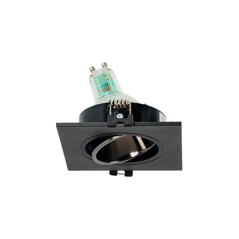 Square tilting downlight ring for GU10 / MR16 bulb - Low UGR - Cutout Ø75 mm
