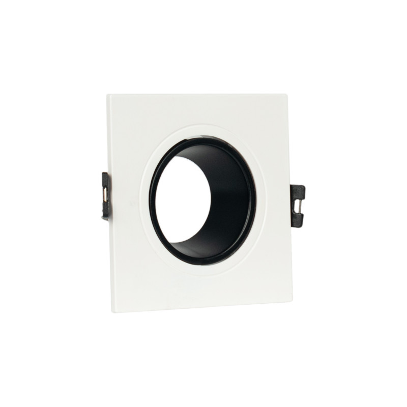Square tilting downlight ring for GU10 / MR16 bulb - Low UGR - Cutout Ø75 mm