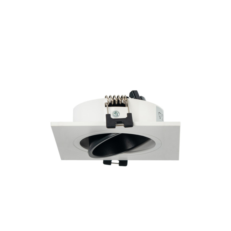 Square tilting downlight ring for GU10 / MR16 bulb - Low UGR - Cutout Ø75 mm