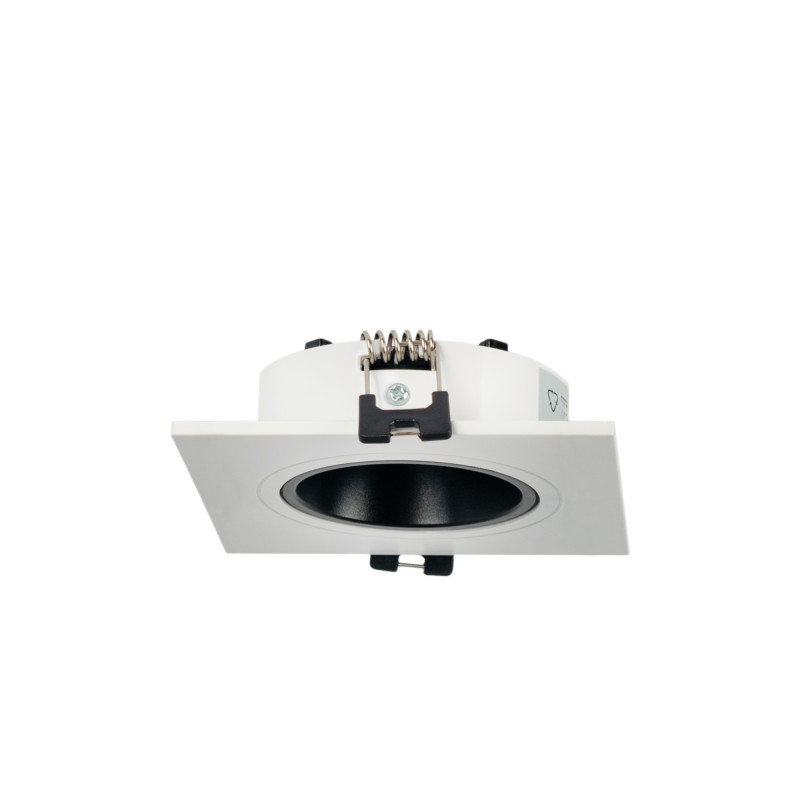 Square tilting downlight ring for GU10 / MR16 bulb - Low UGR - Cutout Ø75 mm