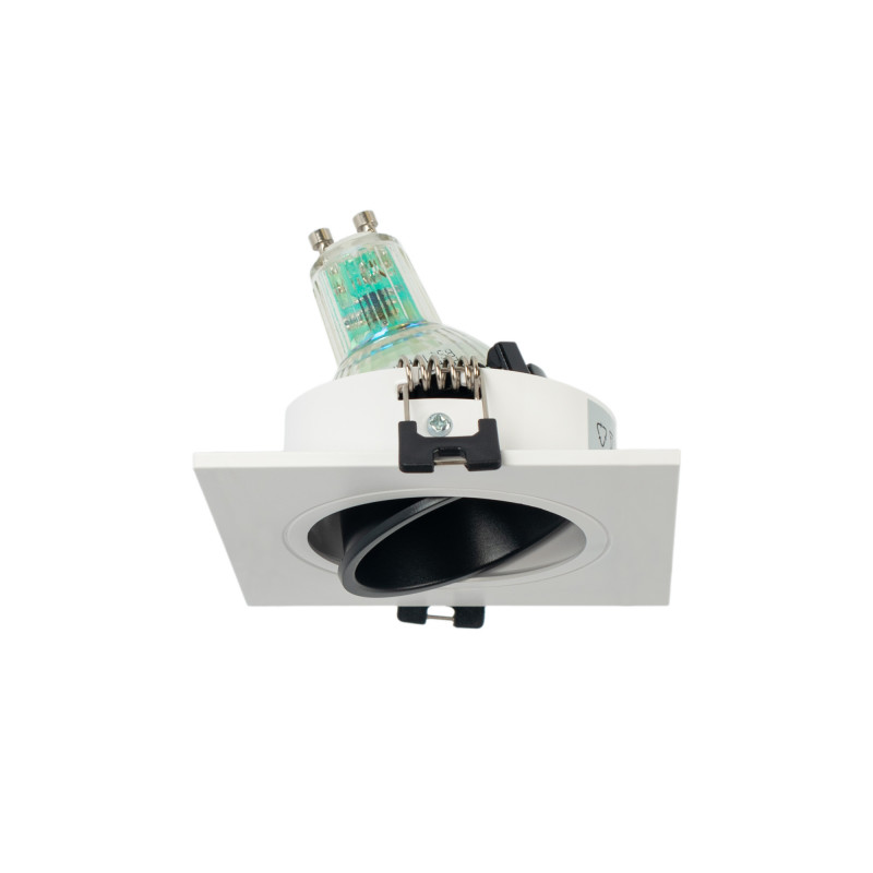 Square tilting downlight ring for GU10 / MR16 bulb - Low UGR - Cutout Ø75 mm