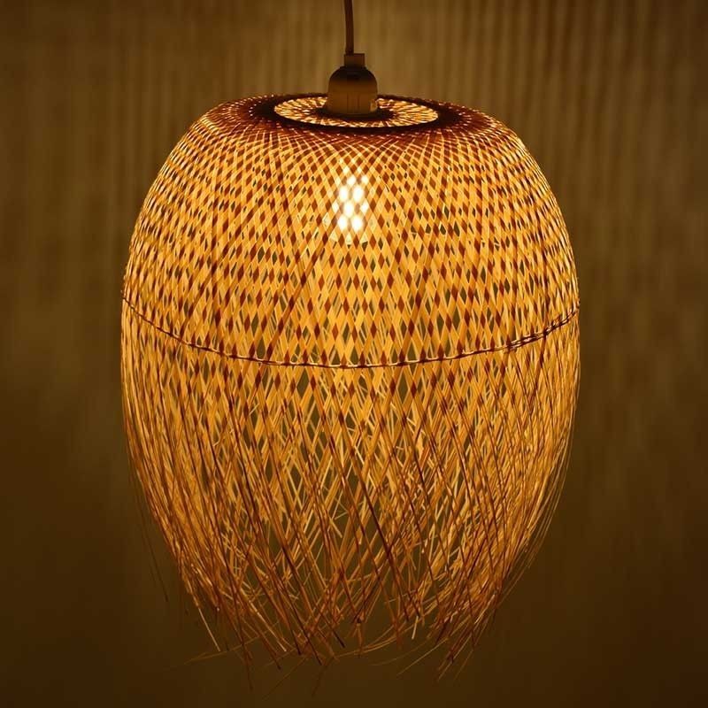 Rattan pendant lamp "Java" with switch and socket
