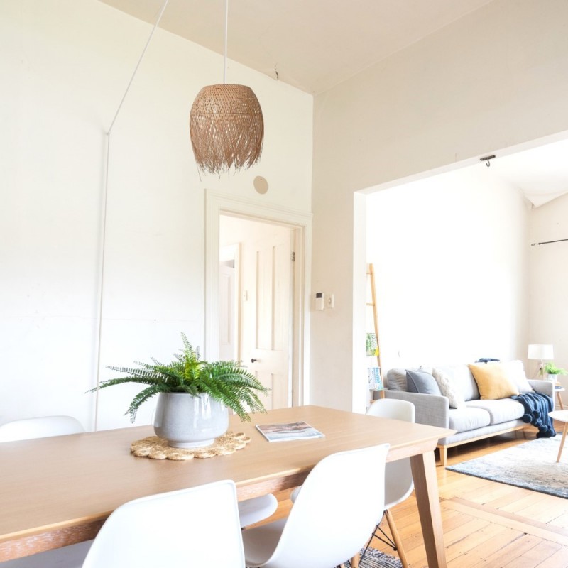 Rattan pendant lamp "Java" with switch and socket