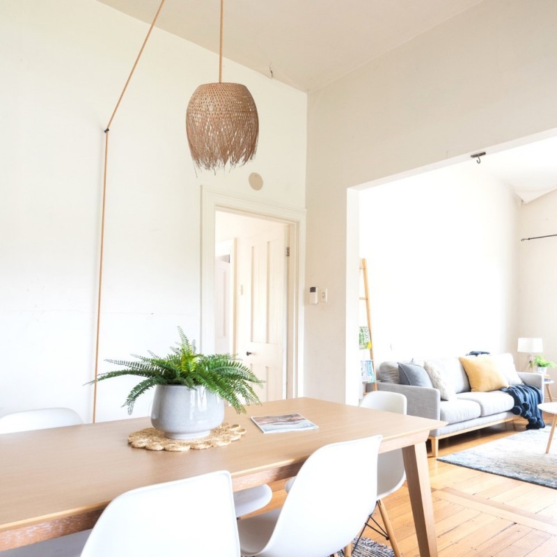 Rattan pendant lamp "Java" with switch and socket