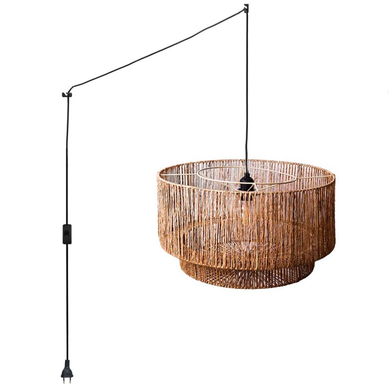 Jute pendant lamp "Bali" with switch and plug