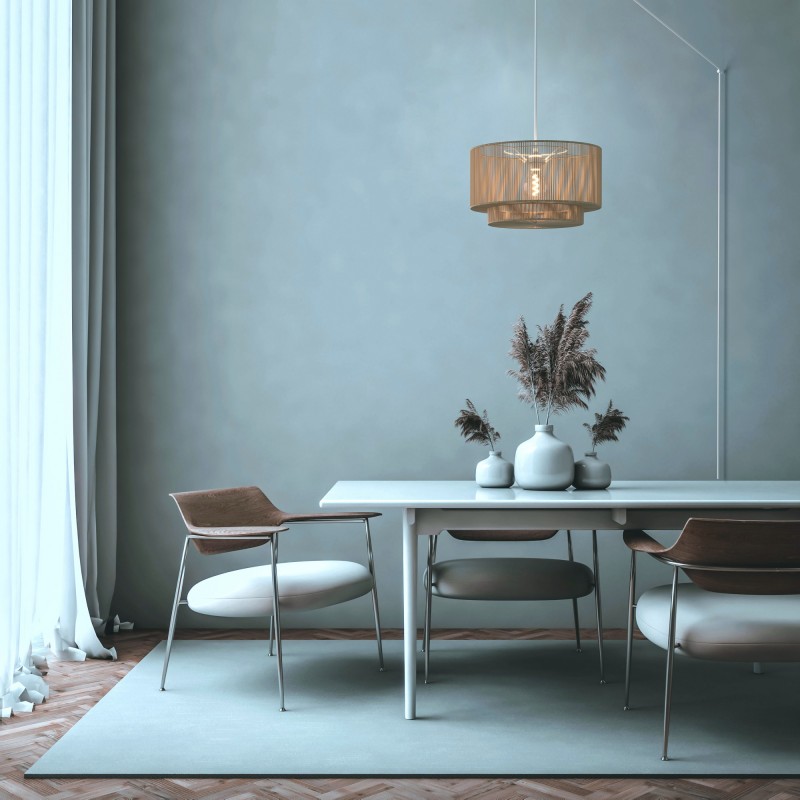 Jute pendant lamp "Bali" with switch and plug