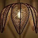 Bintan" flower-shaped rattan pendant lamp with switch and socket