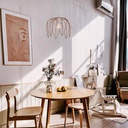 Bintan" flower-shaped rattan pendant lamp with switch and socket