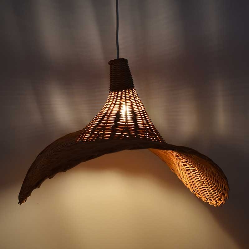 Wicker pendant lamp "Tien" with switch and socket