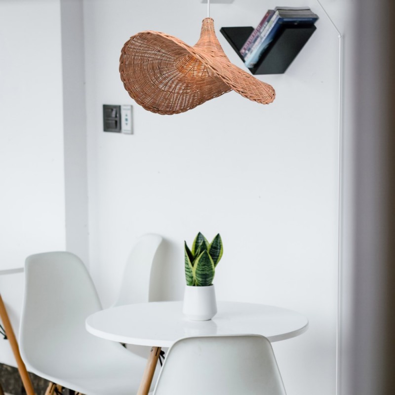 Wicker pendant lamp "Tien" with switch and socket