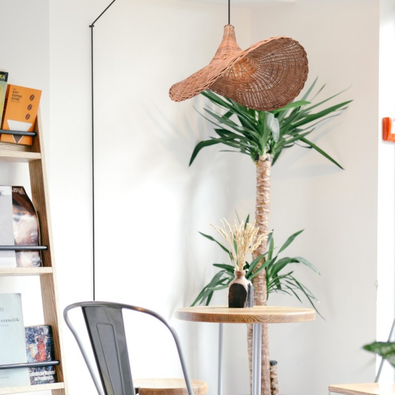 Wicker pendant lamp "Tien" with switch and socket