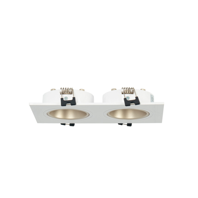 Square tilting double downlight ring GU10/MR16 - Low UGR - Cutout 75 x 150mm