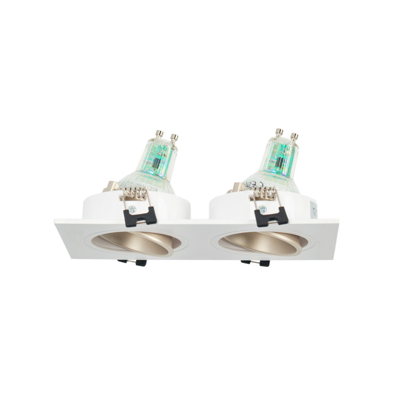 Square tilting double downlight ring GU10/MR16 - Low UGR - Cutout 75 x 150mm