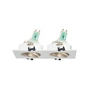 Square tilting double downlight ring GU10/MR16 - Low UGR - Cutout 75 x 150mm