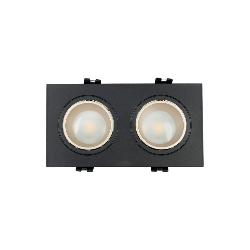 Square tilting double downlight ring GU10/MR16 - Low UGR - Cutout 75 x 150mm