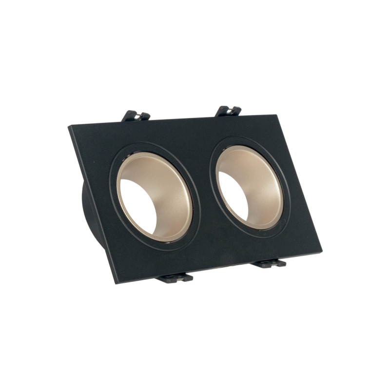 Square tilting double downlight ring GU10/MR16 - Low UGR - Cutout 75 x 150mm