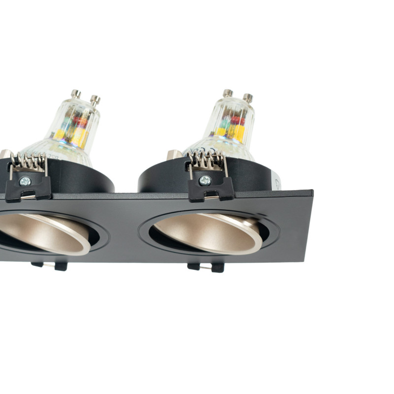 Square tilting double downlight ring GU10/MR16 - Low UGR - Cutout 75 x 150mm