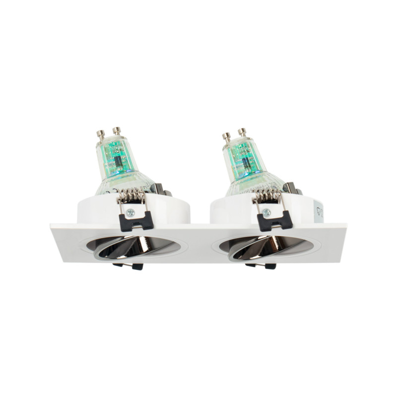 Square tilting double downlight ring GU10/MR16 - Low UGR - Cutout 75 x 150mm