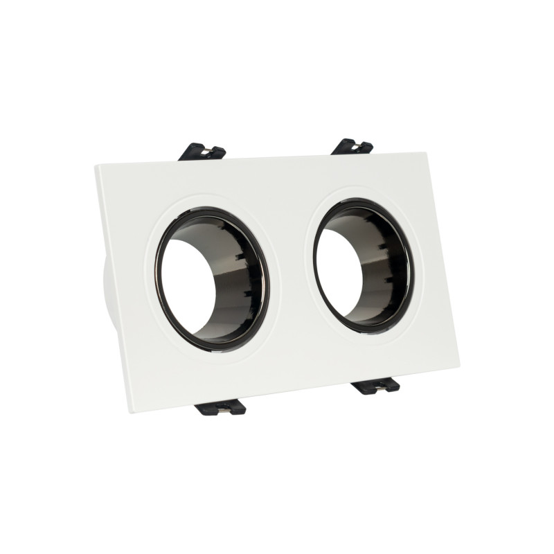 Square tilting double downlight ring GU10/MR16 - Low UGR - Cutout 75 x 150mm
