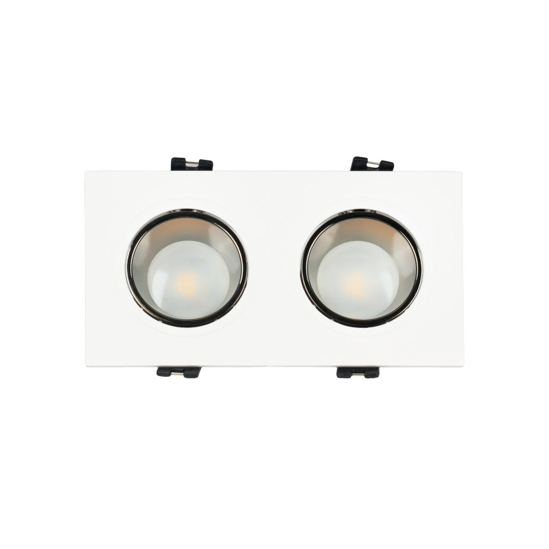 Square tilting double downlight ring GU10/MR16 - Low UGR - Cutout 75 x 150mm