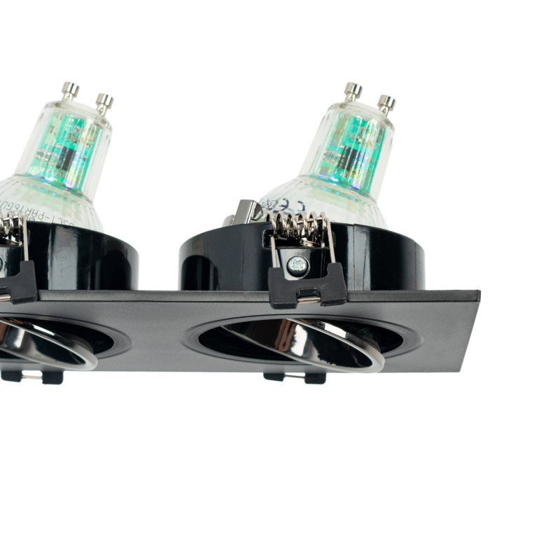 Square tilting double downlight ring GU10/MR16 - Low UGR - Cutout 75 x 150mm