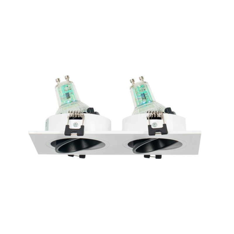 Square tilting double downlight ring GU10/MR16 - Low UGR - Cutout 75 x 150mm