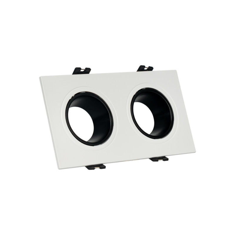 Square tilting double downlight ring GU10/MR16 - Low UGR - Cutout 75 x 150mm