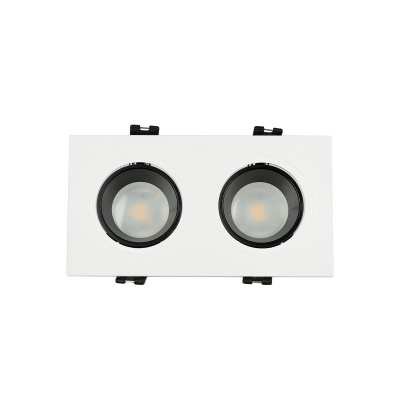 Square tilting double downlight ring GU10/MR16 - Low UGR - Cutout 75 x 150mm