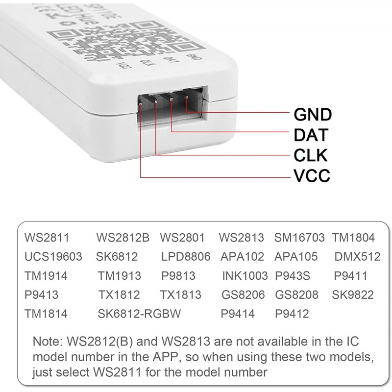 LED Controller IC pixel Bluetooth RGB/RGBW- 5-24V DC - 1024 Pixels
