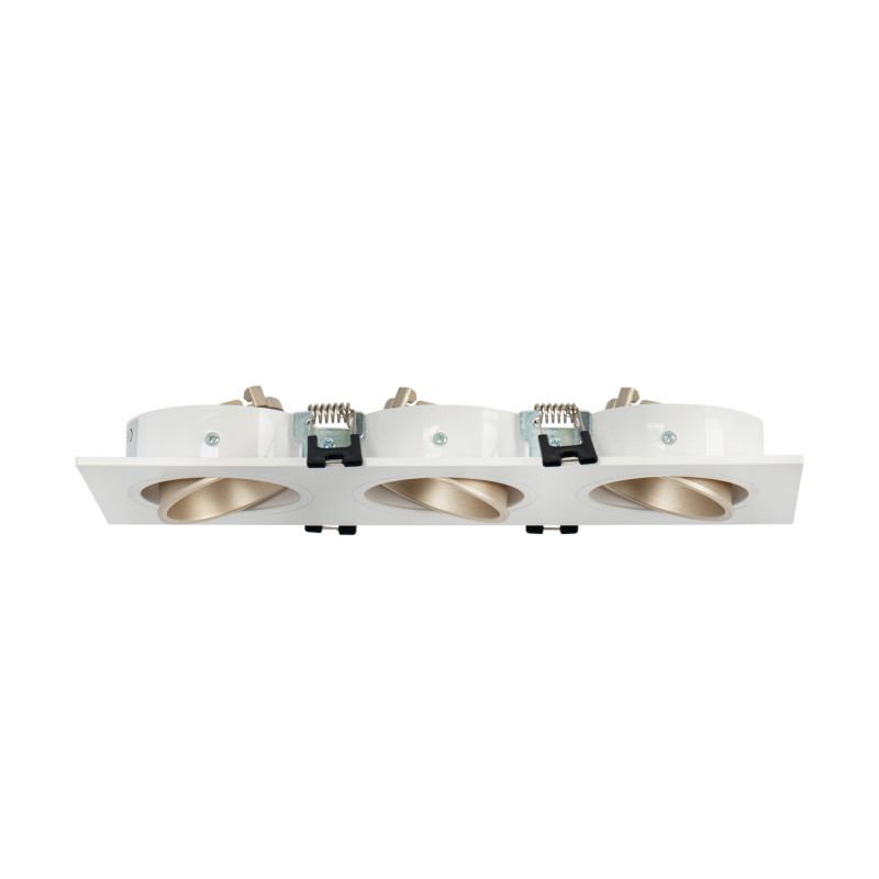 Square tilting triple downlight ring GU10/MR16 - Low UGR - Cutout 75 x 235mm