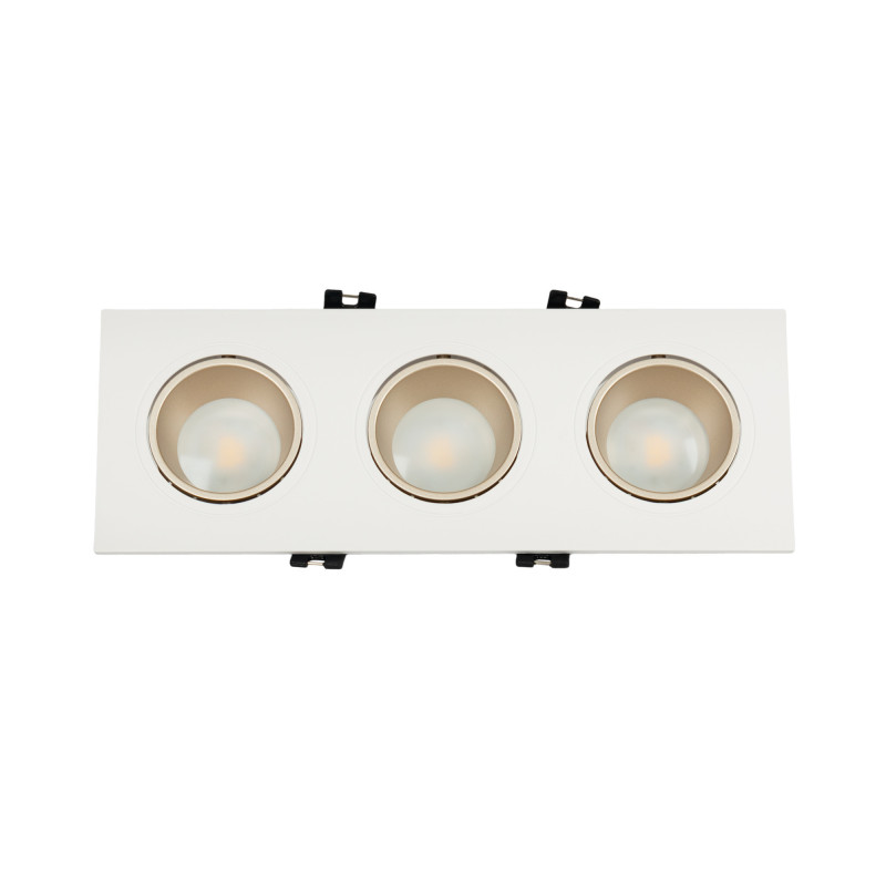 Square tilting triple downlight ring GU10/MR16 - Low UGR - Cutout 75 x 235mm