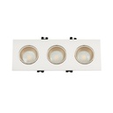 Square tilting triple downlight ring GU10/MR16 - Low UGR - Cutout 75 x 235mm