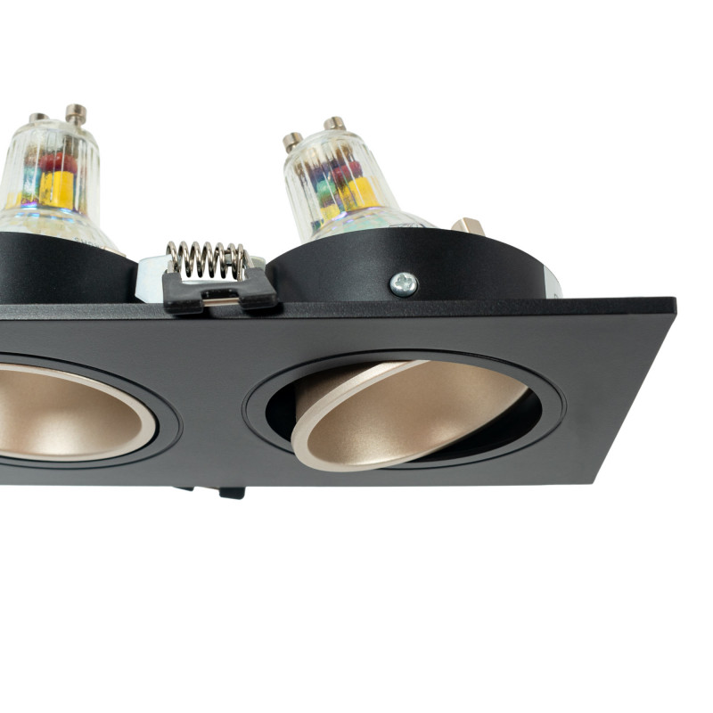 Square tilting triple downlight ring GU10/MR16 - Low UGR - Cutout 75 x 235mm