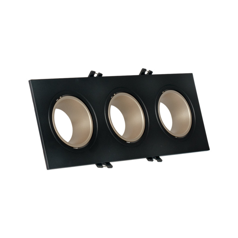 Square tilting triple downlight ring GU10/MR16 - Low UGR - Cutout 75 x 235mm