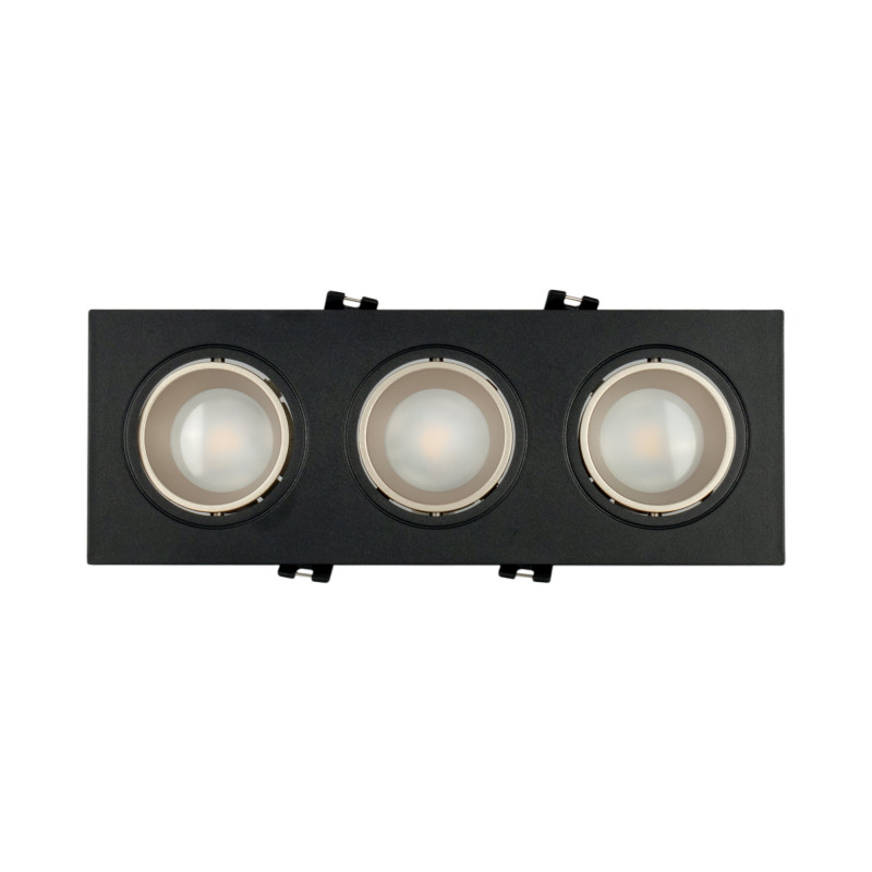 Square tilting triple downlight ring GU10/MR16 - Low UGR - Cutout 75 x 235mm