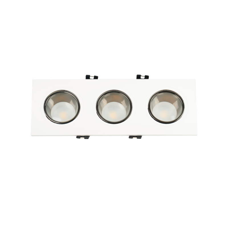 Square tilting triple downlight ring GU10/MR16 - Low UGR - Cutout 75 x 235mm
