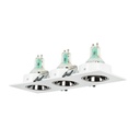 Square tilting triple downlight ring GU10/MR16 - Low UGR - Cutout 75 x 235mm