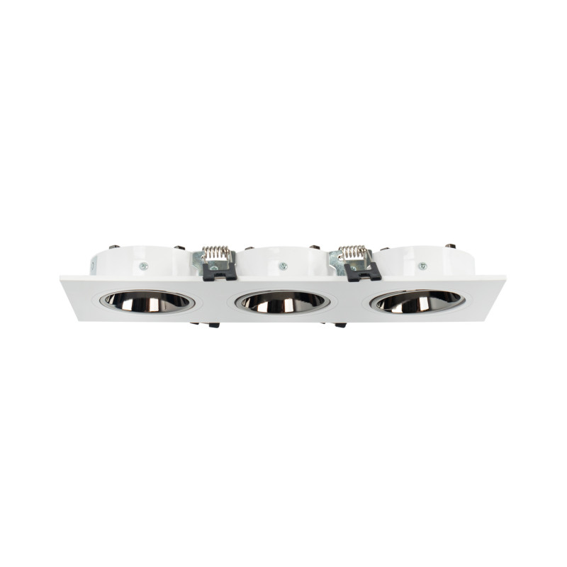 Square tilting triple downlight ring GU10/MR16 - Low UGR - Cutout 75 x 235mm