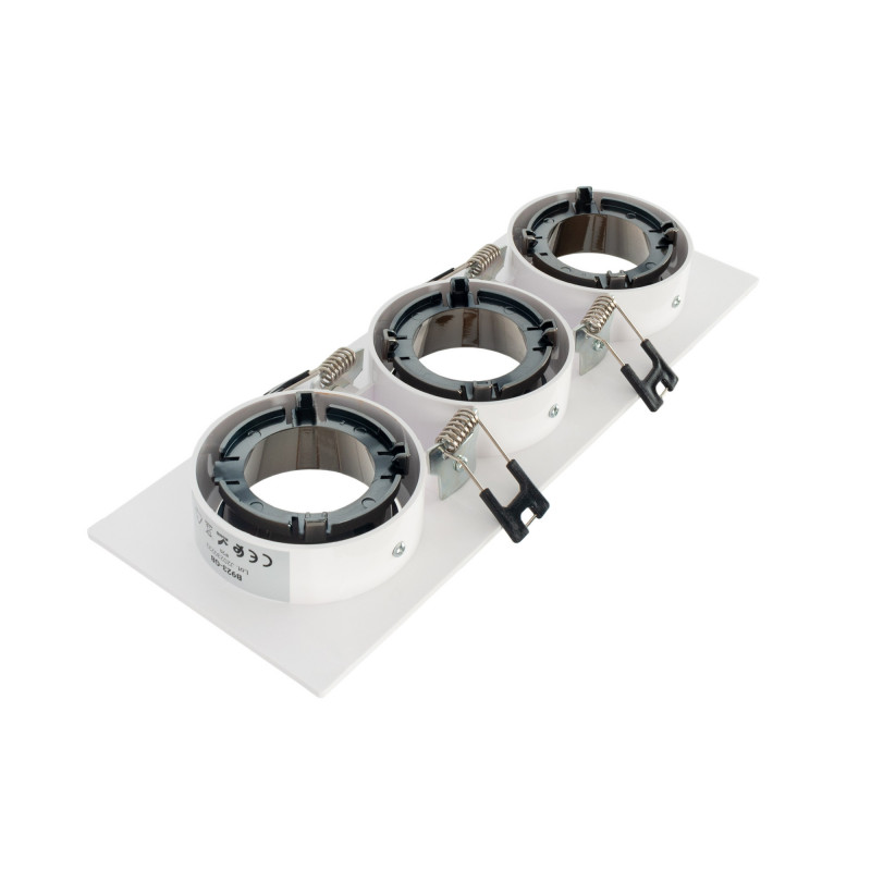 Square tilting triple downlight ring GU10/MR16 - Low UGR - Cutout 75 x 235mm