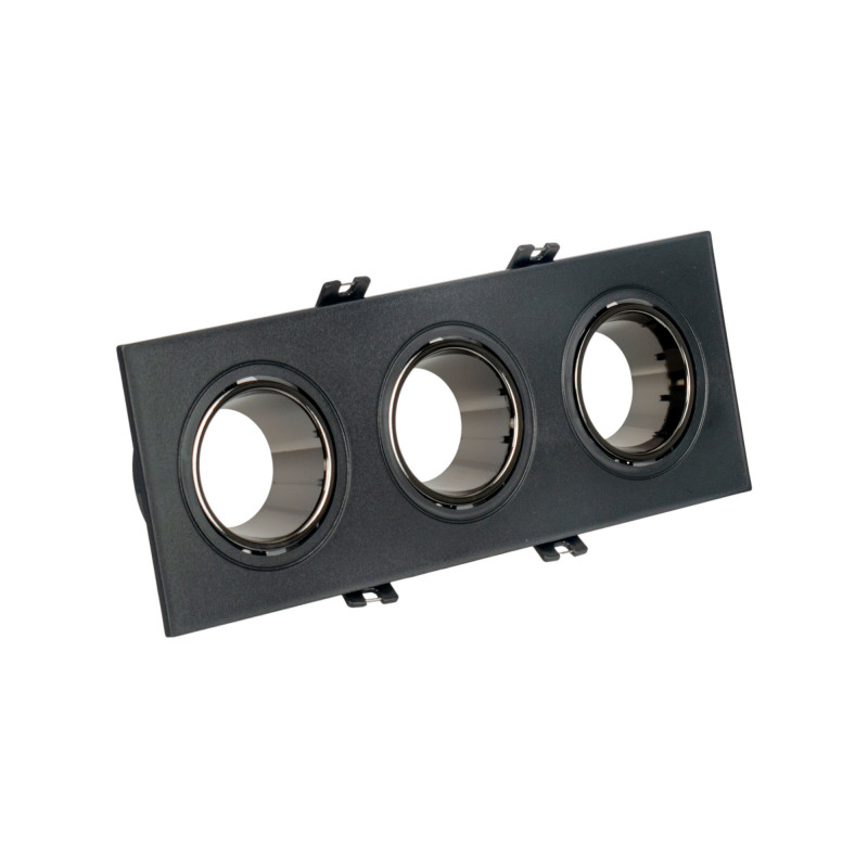 Square tilting triple downlight ring GU10/MR16 - Low UGR - Cutout 75 x 235mm