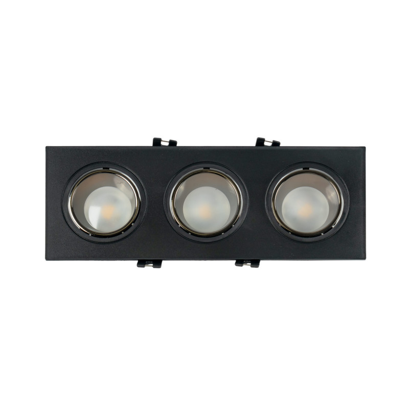 Square tilting triple downlight ring GU10/MR16 - Low UGR - Cutout 75 x 235mm