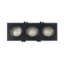Square tilting triple downlight ring GU10/MR16 - Low UGR - Cutout 75 x 235mm