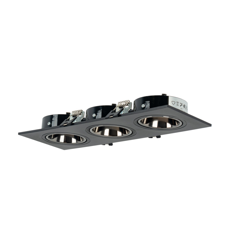 Square tilting triple downlight ring GU10/MR16 - Low UGR - Cutout 75 x 235mm