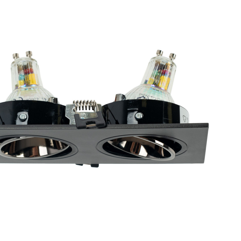 Square tilting triple downlight ring GU10/MR16 - Low UGR - Cutout 75 x 235mm