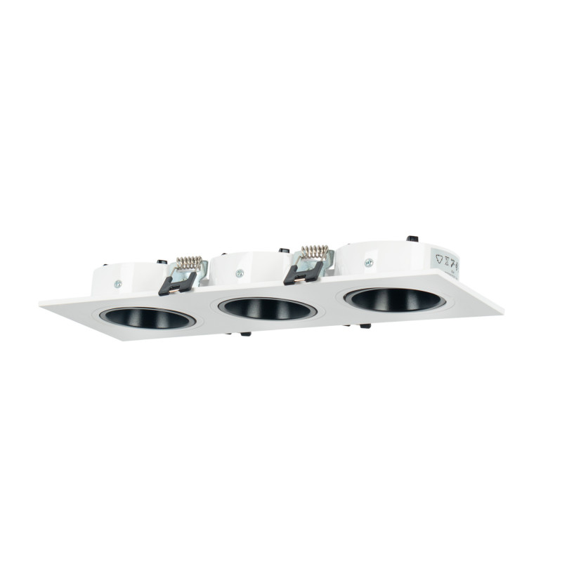 Square tilting triple downlight ring GU10/MR16 - Low UGR - Cutout 75 x 235mm