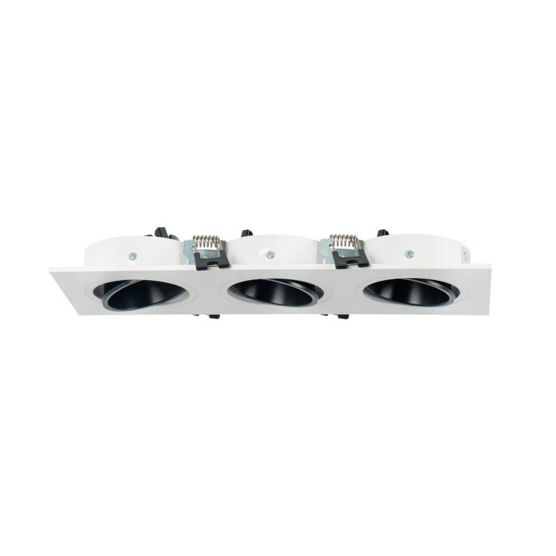 Square tilting triple downlight ring GU10/MR16 - Low UGR - Cutout 75 x 235mm