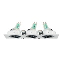 Square tilting triple downlight ring GU10/MR16 - Low UGR - Cutout 75 x 235mm
